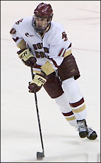 With two goals in the Hockey East championship game Saturday, Boston College's Brian Boyle has nine points in his last seven games (photo: Melissa Wade).