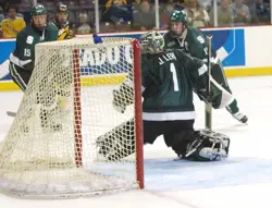 Jeff Lerg stops another CC shot Friday night. Photo by: Candace Horgan