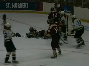 Matt Boyd scores St. Norbert's third and final goal.