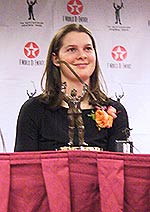 Jennifer Botterill accepts her award at the Radisson Hotel Metrodome on Saturday. (photos by Jason Waldowski)