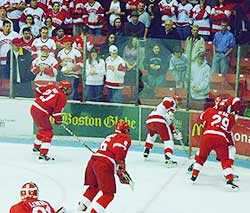 BU's Section 8 fans watch the action along the boards.