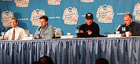 At the coaches' press conference (l-r): Tim Whitehead, Don Lucia, Dick Umile, Red Berenson