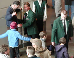 Fans entering the Xcel and their bags were searched -- a familiar scene in the post-Sept. 11 world.