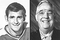 Lou Nanne (l.), shown in his playing days, skated for the Gophers and the NHL's Minnesota North Stars; Glen Sonmor (r.) coached the Gophers in the early '70s.