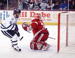 Sean Fields turns away a Steve Saviano shot (photo: Josh Gibney).