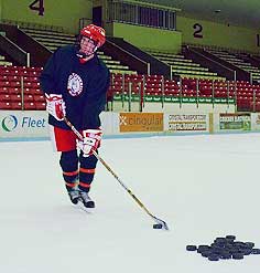 Known for his work ethic, Radoslovich is often the first on and the last off the ice at practice.