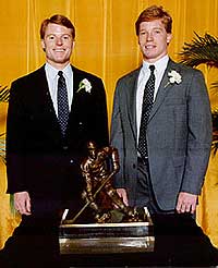 Mark and Scott Fusco after Scott was named winner of the 1986 Hobey Baker Award.
