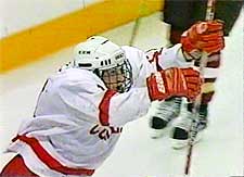 Matt McRae scored the game winner for Cornell against Boston College.