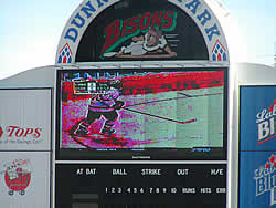 Fans watched a replay of the UNH-Cornell game at Dunn Tire Park (Photo:  Ed Trefzger)