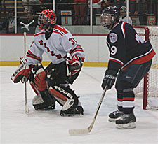 Tyler Euverman made 27 saves before leaving in the third period.