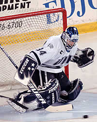 UNH, which would likely be seeded No. 2 in the East Regional, is backstopped by Michael Ayers (photo: Josh Gibney).