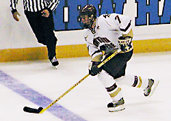 Eagle blueliner Peter Harrold did his damage on offense and defense at the regionals (photos: Kelly McGinnis).