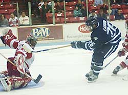 Ed Caron capped the win with a breakaway goal in the third. (photos: Josh Gibney)