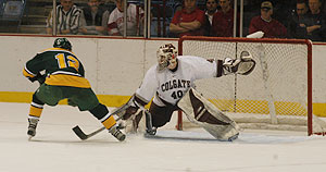Steve Silverthorn stopped Chris Blight on a first-period penalty shot.
