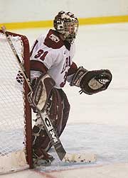 The goaltending of Ali Boe could be crucial in Harvard's quest for first NCAA title