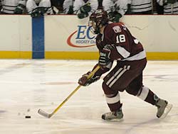 Brendan Bernakevitch beat Dartmouth with a game winner for the second straight season. (photos: Timothy M. McDonald)