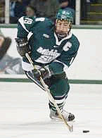 Michigan State's Jim Slater is a Hobey candidate, and he hopes to lead the Spartans into first place this weekend.