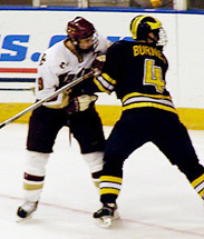 Patrick Eaves and Burnes tangle during the East Regional.