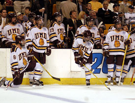 Later on, the UMD bench looks on as a potential-tying goal was disallowed.