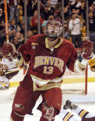 Lukas Dora scored the winning goal for Denver in the third period (photo: Tim McDonald).