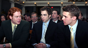 Junior Lessard (l.) beat out fellow Hobey Hat Trick nominees Yann Danis and Zach Parise (photo: Pedro Cancel).