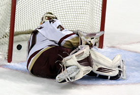 BC's Matti Kaltiainen can't stop Jankus' shot.