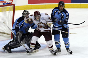 Tony Voce's last game was spent fighting for space and chances.  (Photo:  Tim McDonald)