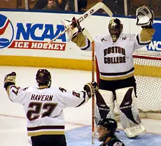 Ned Havern and Matti Kaltiainen celebrate BC's win (photos: Kelly McGinnis).