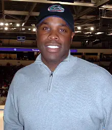 Former Terrier Mike Grier enjoyed the view from the Mark Bavis Suite.