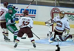 Kyle Gourgon of Mercyhurst scores on Boston College (photo: Melissa Wade).