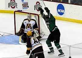 Erik Fabian scores his first of two goals (photo: Melissa Wade).