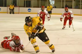 A phantom tripping call on Plattsburgh's Chantalle Rye ended the Cardinals 5-on-3 power play.