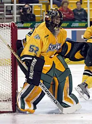 Goaltender Nathan Lawson needs some help from his teammates to lift UAA this season (photo: UAA sports information).