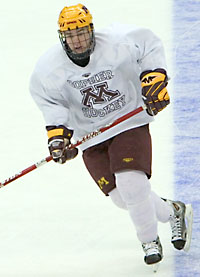 Tyler Hirsch practiced with the Gophers on Wednesday as he prepared to return to the lineup. (photo: Melissa Wade)