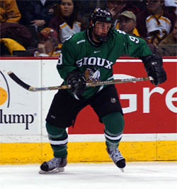 Quinn Fylling scored the first goal Saturday for UND (photo: Jason Waldowski).