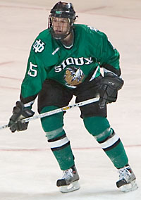 After turning heads at the Frozen Four, sophomore Travis Zajac returns to the UND offense (photo: Melissa Wade).
