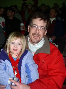 Terrier fan Sean Pickett and his daughter Susan.