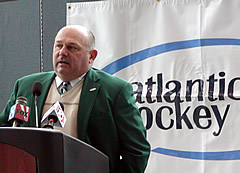 Commissioner Bob DeGregorio says the move to an off-campus site for the Atlantic Hockey tournament will help the league raise its level of play. (photo: Ed Trefzger)