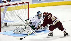 Nathan Gerbe scores the game winning goal in the third period (photo: Melissa Wade).