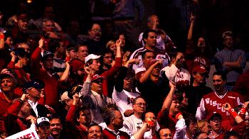 The crowd at the Bradley Center gave Wisconsin a lift Thursday (photo: Skip Strandberg).