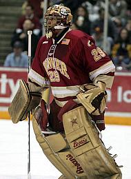 Peter Mannino made 36 saves for the Pioneers, but couldn't stop the Gophers' onslaught.