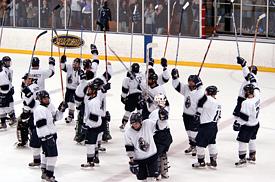 Geneseo players salute their fans in attendance after Saturday's win.