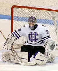 Holy Cross netminder Tony Quesada