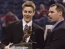 Eric Leroux (l.) of Princeton was honored as the Hockey Humanitarian Award winner Friday (photo: Melissa Wade).