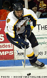 Bryan Schmidt provides punch from the Warrior blue line (photo: HockeyEastOnline.com).