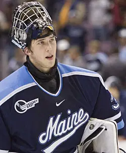 The status of netminder Ben Bishop is question number one on Maine fans' minds (photo: Melissa Wade).