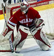 Charlie Effinger is one-half (along with Jeff Zatkoff) of the RedHawks potent goalie combo (photo: Christopher Brian Dudek).