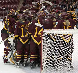 Minnesota celebrates its semifinal victory. (Photo: Ryan Coleman)