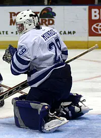 Scott Munroe was CHA co-Player of the Year, as well as being the league's First-Team goaltender for the second straight season (photo: George Olden).