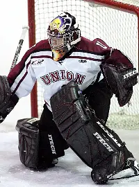 Kris Mayotte is the reigning ECACHL goaltender of the week (photo: Bob Ewell).